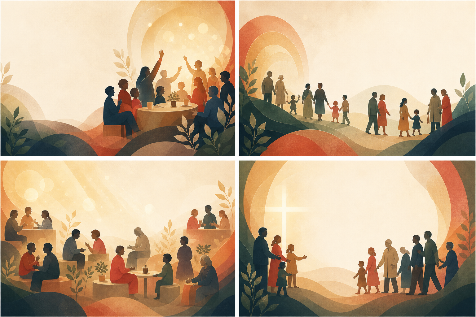 Warm illustration of a church community gathering